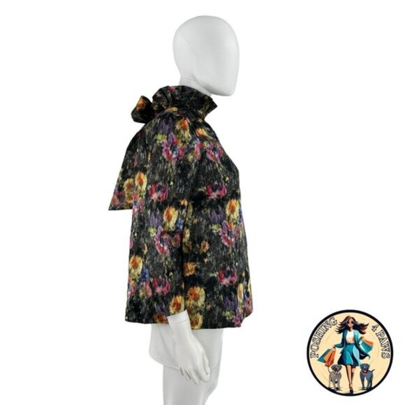 Tuckernuck NEW Midnight Primrose Jacquard Preppy Floral Bow Blouse Size M - Picture 5 of 8